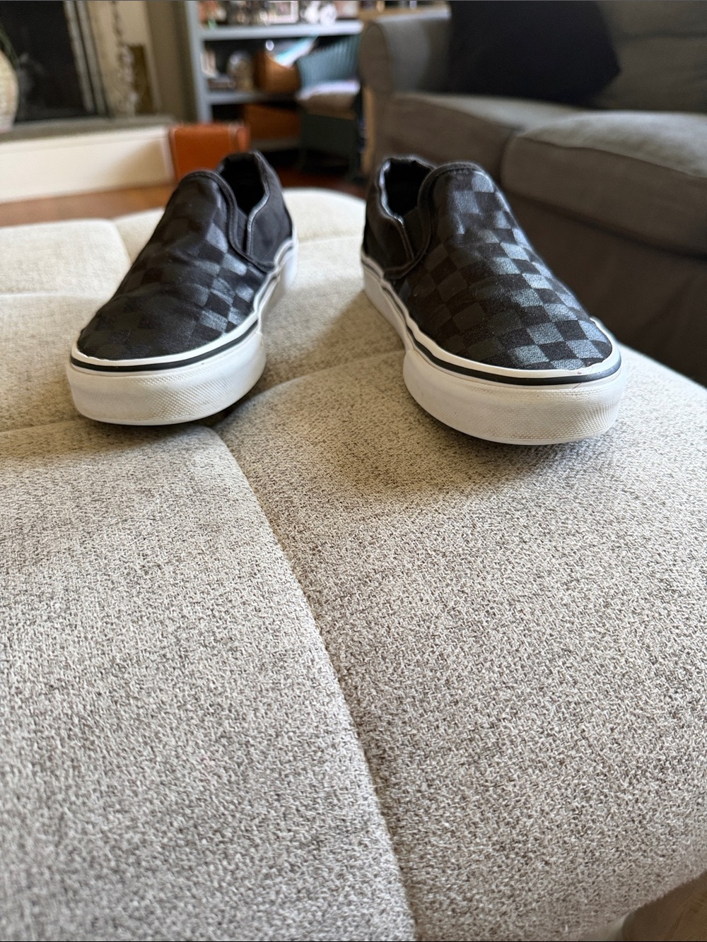 Vans Classic Slip-On Checkerboard Sneakers Sz 6 | Men’s 4.5 black on black